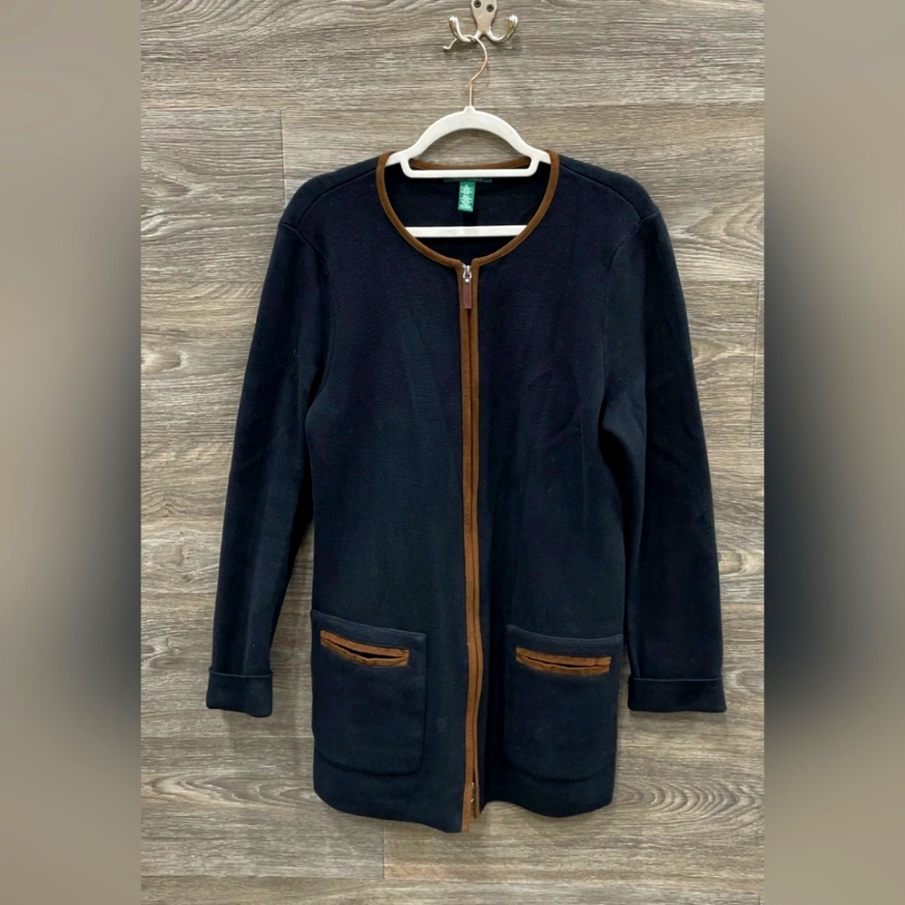 Ralph Lauren Black Long Sleeve Sweater Cardigan- Size XL